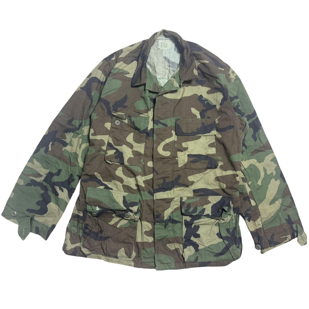 Vintage US Army Jacket Mens Medium Regular Woodland Camo BDU‎ Combat Coat 80s